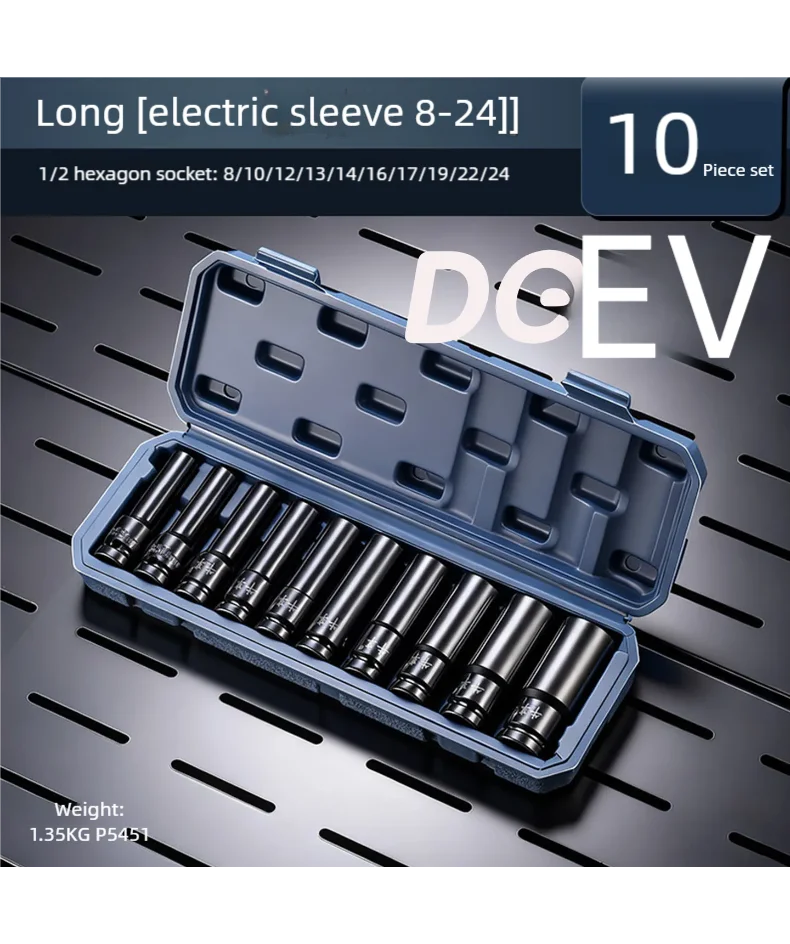 DGEV Impact Socket Verdikking 10-20-delige gereedschapsset 8-32 mm Impact Socket Cr-V stalen dopsleutelset met harde opbergdoos