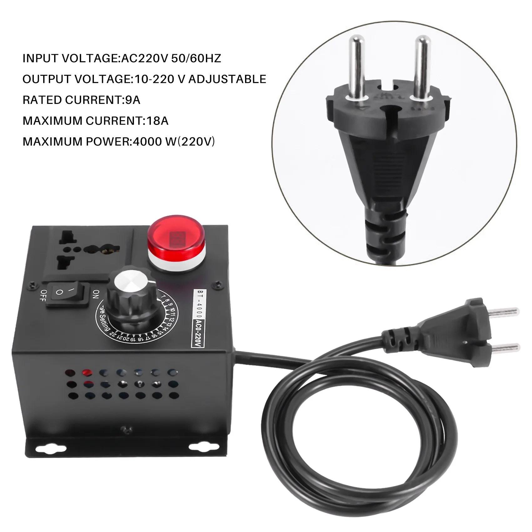 CHYY Top Ac220v 4000W Scr Electronic Voltage Regulator Temperature Motor Fan Speed Controller Dimmer Electric Tool Adjustable,Eu