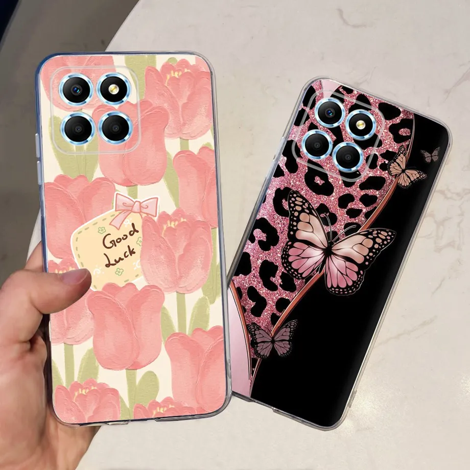 For Honor X8 X8a 4G 5G X8b Clear Soft TPU Silicone Phone Back Cover Funda Dragon Cartoon Flower Butterfly Case HonorX8 X 8 Capas