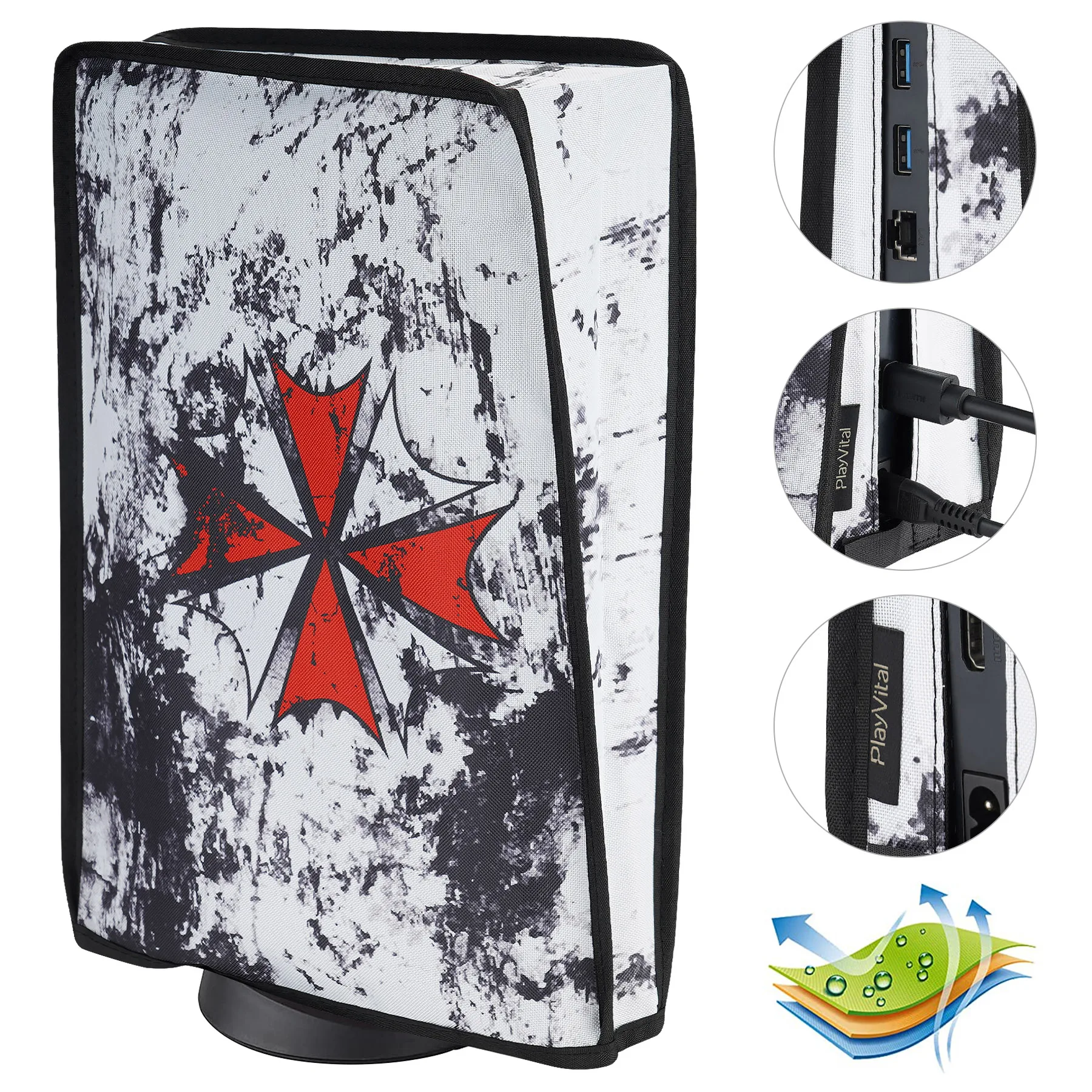 PlayVital 소프트 나일론 먼지 커버, ps5 콘솔용, 스크래치 방지 방수 커버 가드, ps5 디스크 버전 및 디지털 버전용