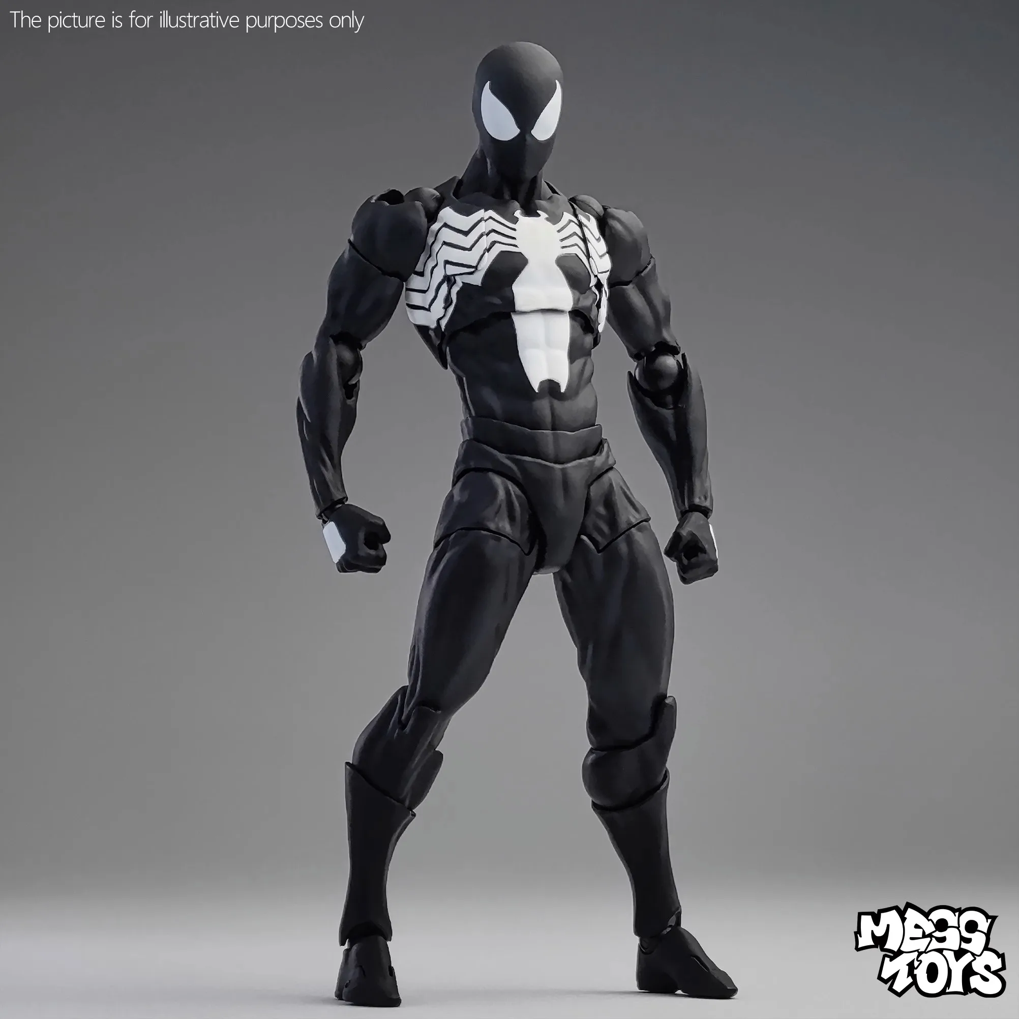 【En stock】Mess Toys Figura de acción de Spiderman Traje negro Vecino Symbiote Spiderman Figura de anime Spider Kaine Parker Figura roja
