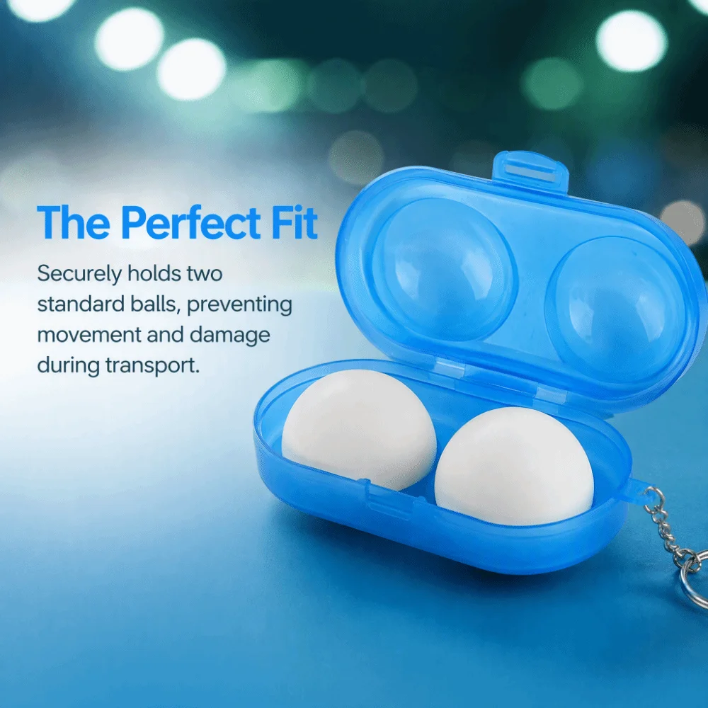 5pcs ABS Material Table Tennis Storage Box With Chain 2 Balls Capacity Pong Ball Container Blue Color Ping Pong Ball Box