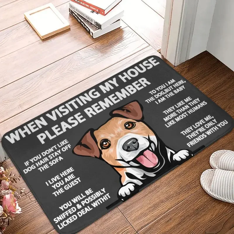 Peeking Dog Jack Russell Terrier Doormat Anti-Slip Kitchen Bathroom Mat Bedroom Balcony Floor Door Entrance Carpet Rug