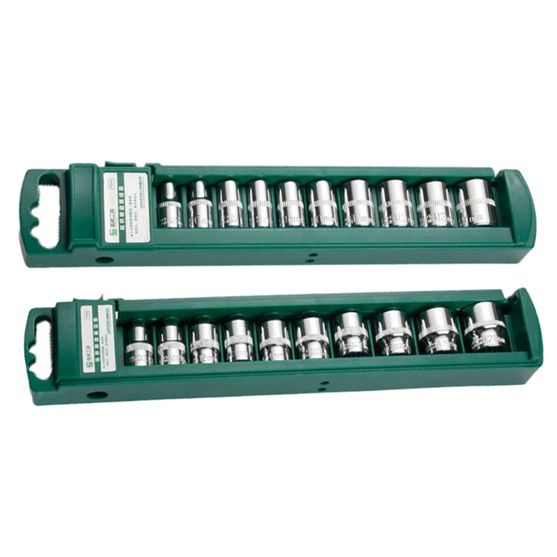 Jeu de têtes de clé à douille hexagonale pour cliquet 1/4 3/8, douille courte et longue, écrou profond, manchon de pilote, extrémité de clé, outil à cliquet avec support