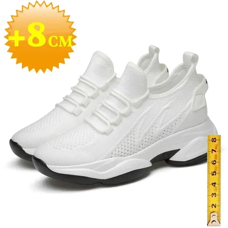 Increasing men sneakers casual heightening shoes 8cm height increase shoes for summer breathable 6cm elevator