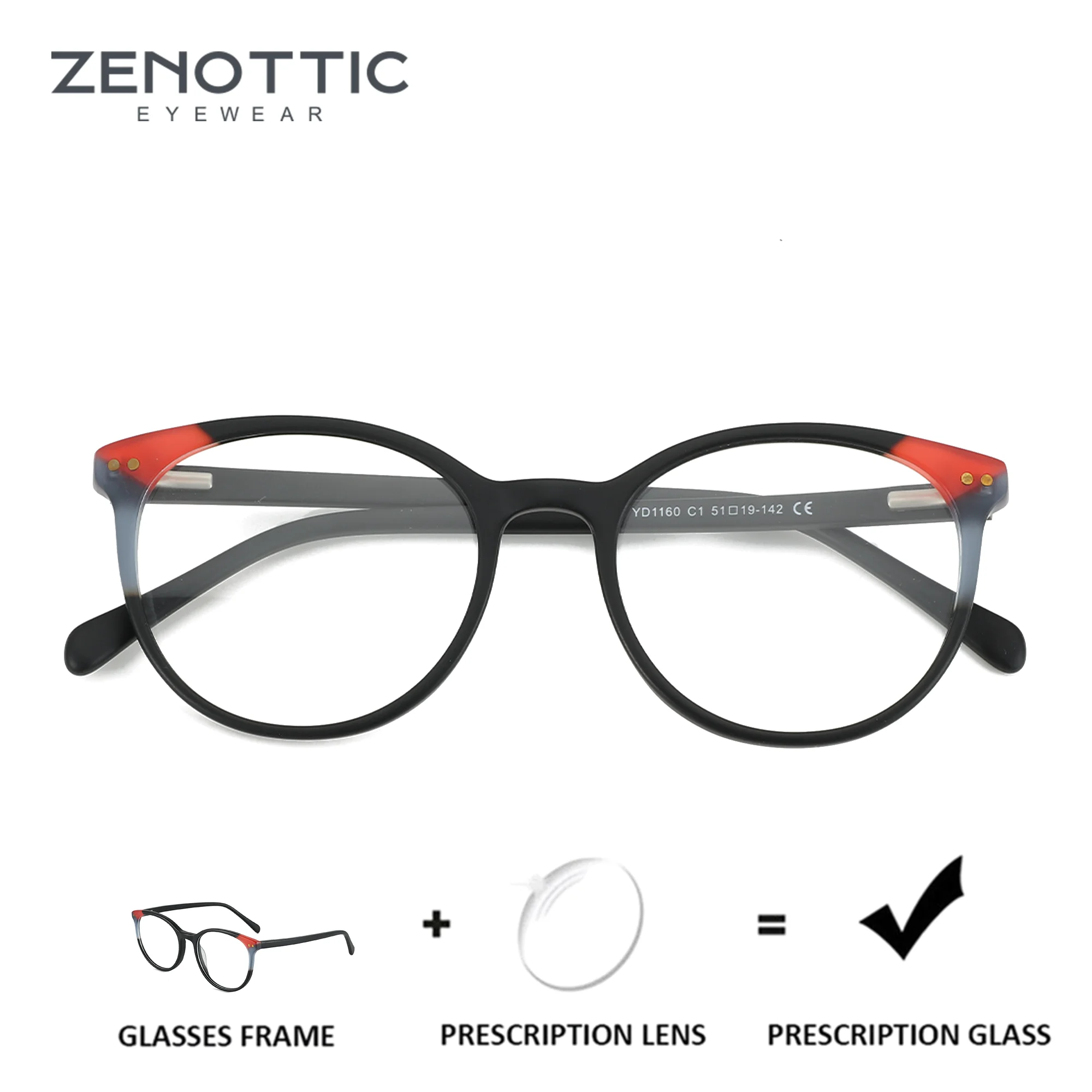 

Круглые очки ZENOTTIC из ацетата для женщин, прогрессивные, с защитой от синего света, фотохромные оптические линзы