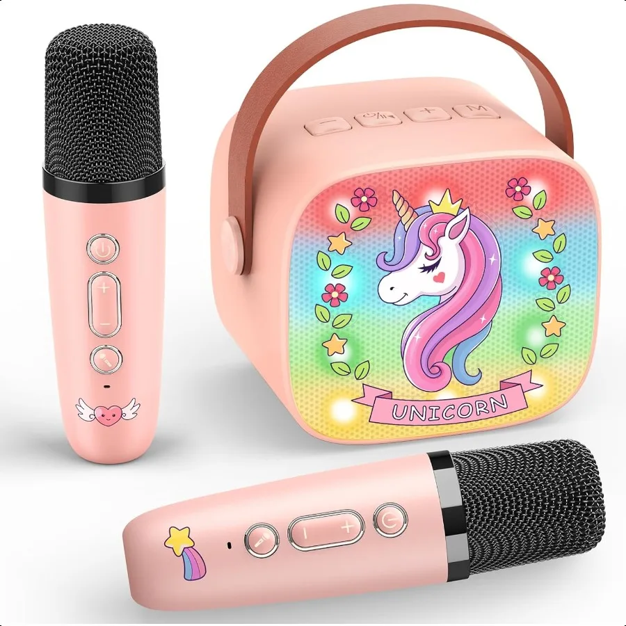 

Mini Karaoke hine Toys: Toys Girls Xmas Birthday Gifts Age 312+ Stocking Fillers LED Portable Bluetooth Speaker with 2 Wirel M