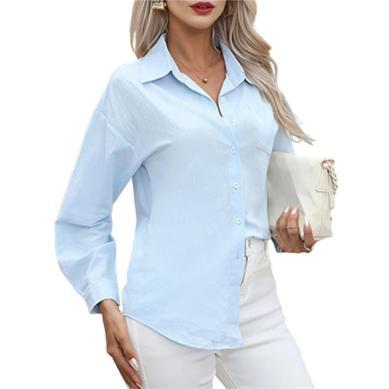 

FX-Button Down Shirts For Women Cotton Dress Shirts Collared Long Sleeve Wrinkle Free Blouse Tops