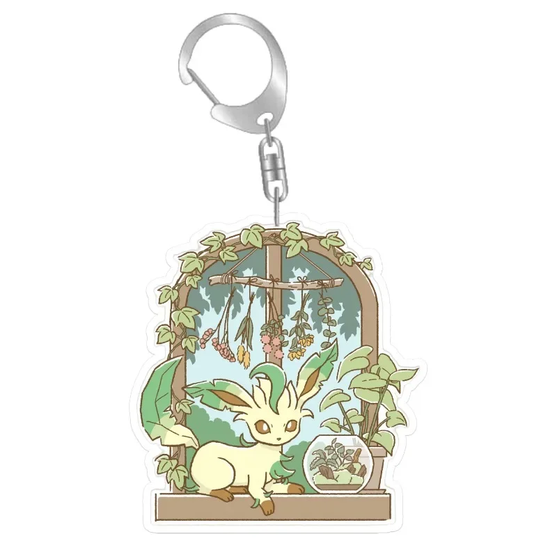 البوكيمون الذاتي سلسلة مفاتيح مصنوعة من الأكريليك قلادة Vaporeon Umbreon Sylveon Eevee Jolteon أنيمي الكلاسيكية لعبة جمع بطاقات لعبة هدية