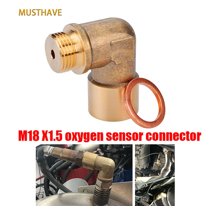 M18 x 1.5 Bung Adapter Connector Kit Exhaust 90 Degree Lambda O2 Oxygen Sensor Spacer Extender Tools Car Auto Accessories