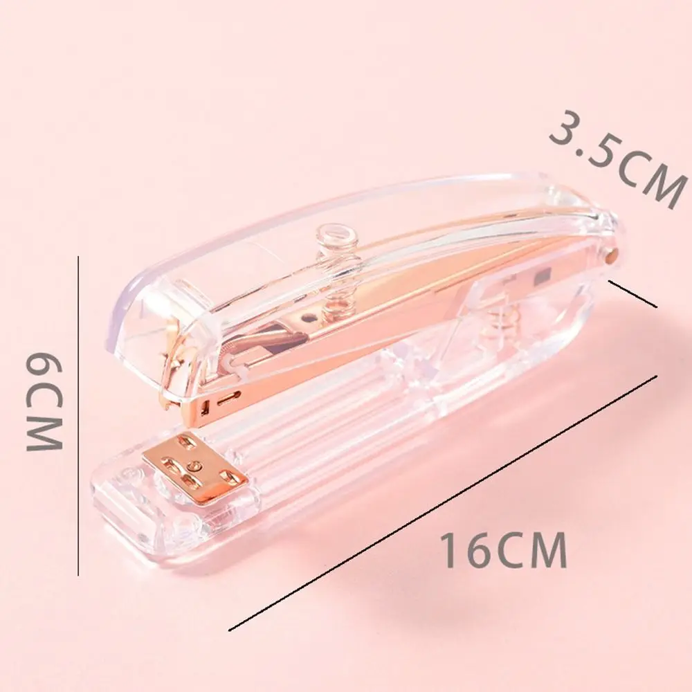 Manual Transparent Stapler Rose Gold Transparent Paper Stapler Bookbinding Tool Portable Book Binding Machines