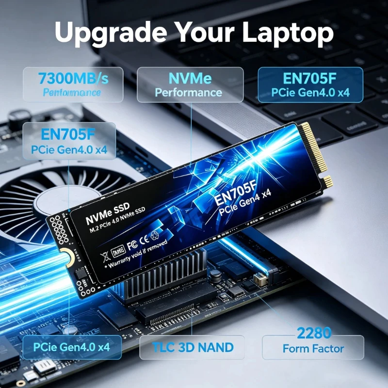 2026 New Original EN705F M.2 NVMe SSD PCIe 4.0x4 1TB 2TB 500GB 4TB 7300MB/s Fast Read Write Storage Drive for Desktop Laptop PC