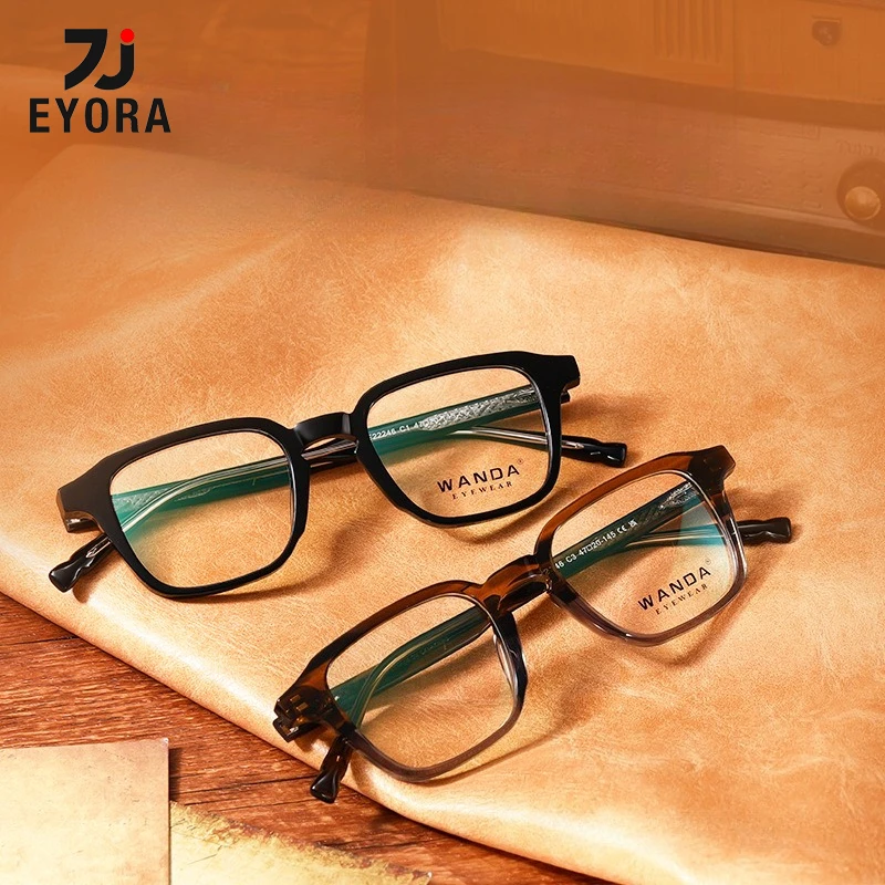 

EYORA Full Rim Acetate Square Reading Glasses for Men Anti Blue Light Photochromic Glasses Optical Lenses with Prescription