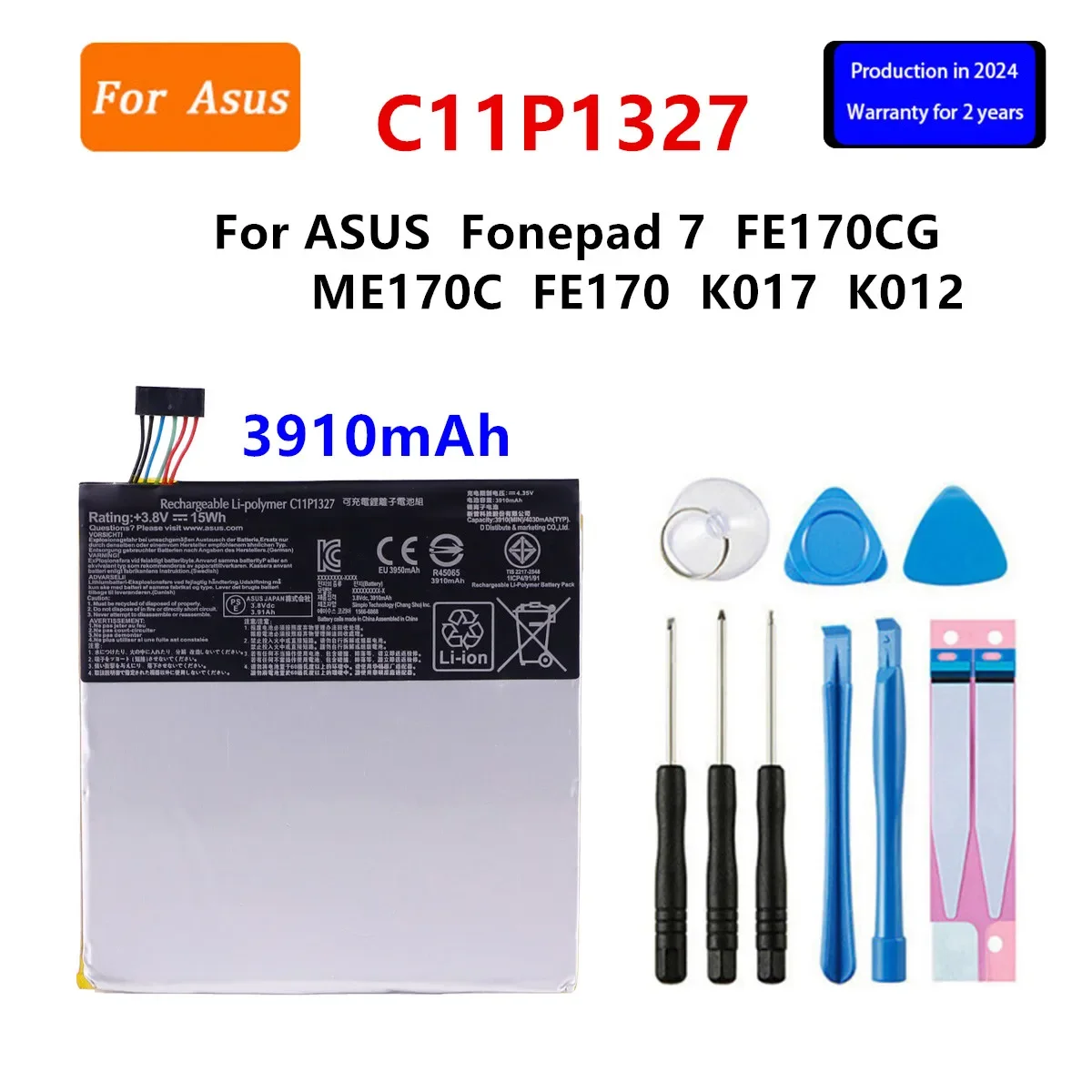 Brand New Battery C11P1327  3910mAh  For  Asus Fonepad 7 FE170CG ME170C FE170 Fonepad7 K017 K012 Tablets Battery+Tools