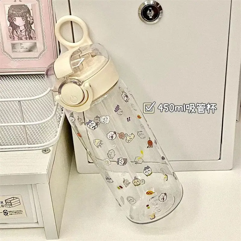 Kawaii Miniso Chiikawa Water Cup Hachiware Usagi Cute Anime Portable Bag Water Cup Sports Large Capacity 450Ml Water Cup