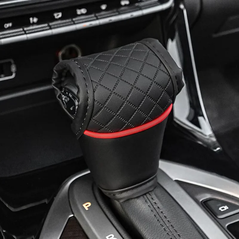 1PC PU Leather Car Gear Shift Cover Shift Lever Gearbox Shifter Knob Protector Automobile Interior Accessory