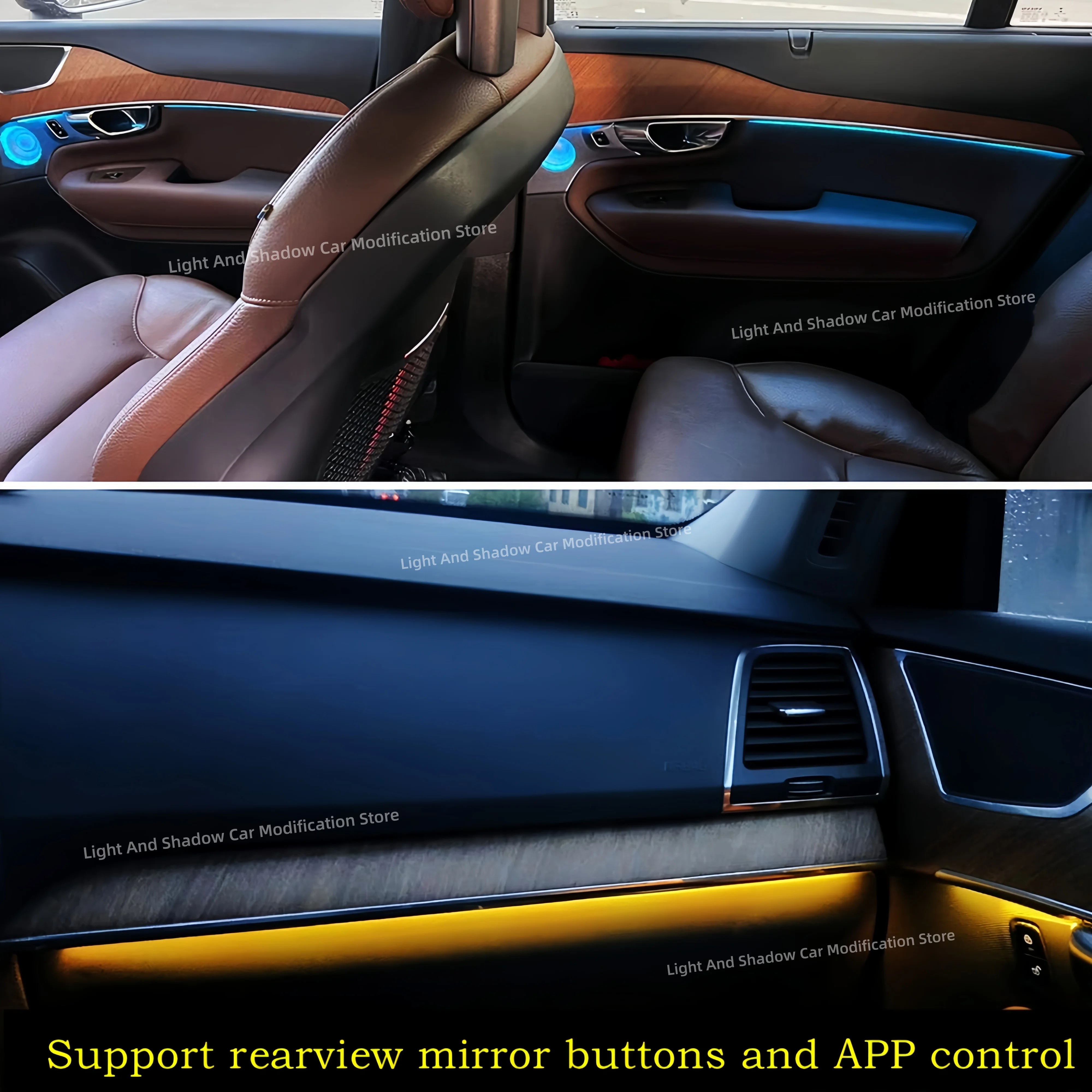 

Automotive LED Ambient light suitable for Volvo XC90 Door light guide strip 64 color interior light App control Car accessories