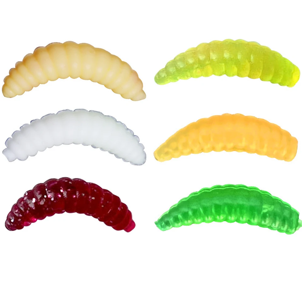 

50pcs/lot Maggot Grub Soft Fishing Lure 1.8g Soft Lure Baits Worms Glow Shrimp Fishing Lures Bait