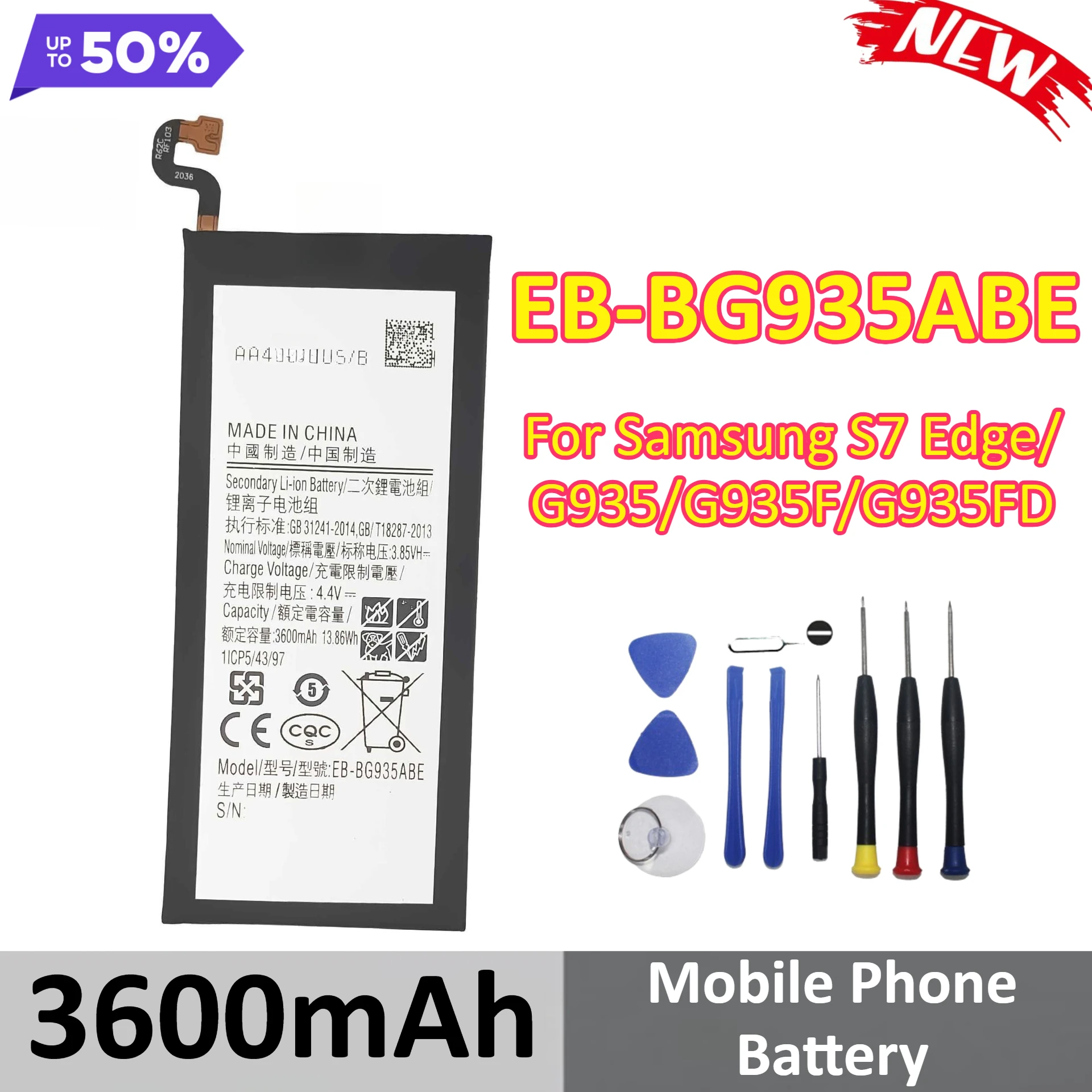 

New EB-BG935ABE 3600mAh Mobile Phone Battery For Samsung S7 Edge G935 G935F G935FD Mobile Phone Parts + Tools