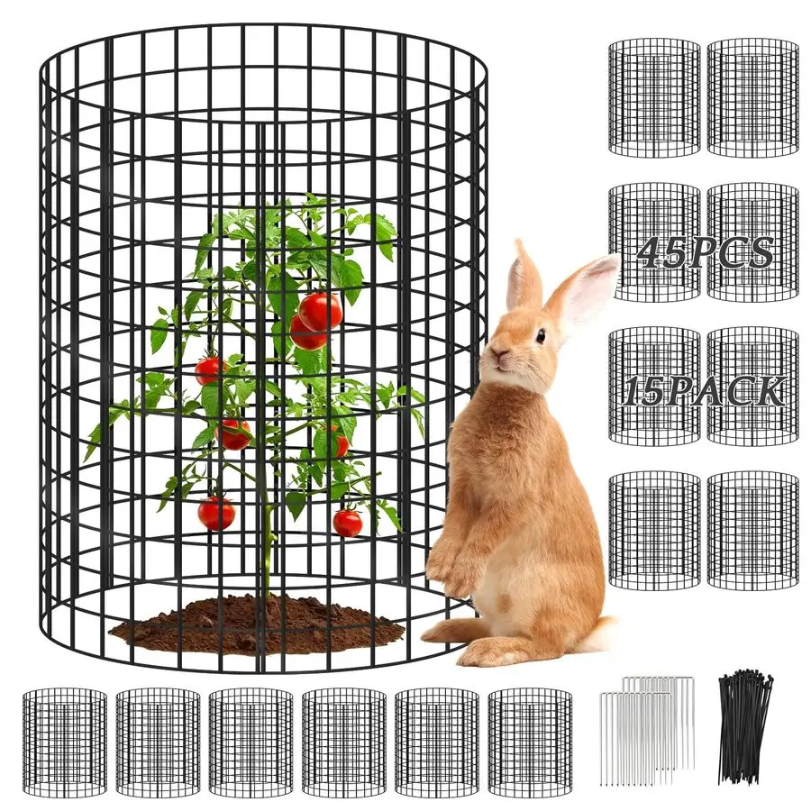 

12x16 большие проволочные защитные сетки для растений от животных, 15 упаковок металлических сетчатых каркасов для растений из куриной проволоки с нейлоновыми стяжками и креплением к земле