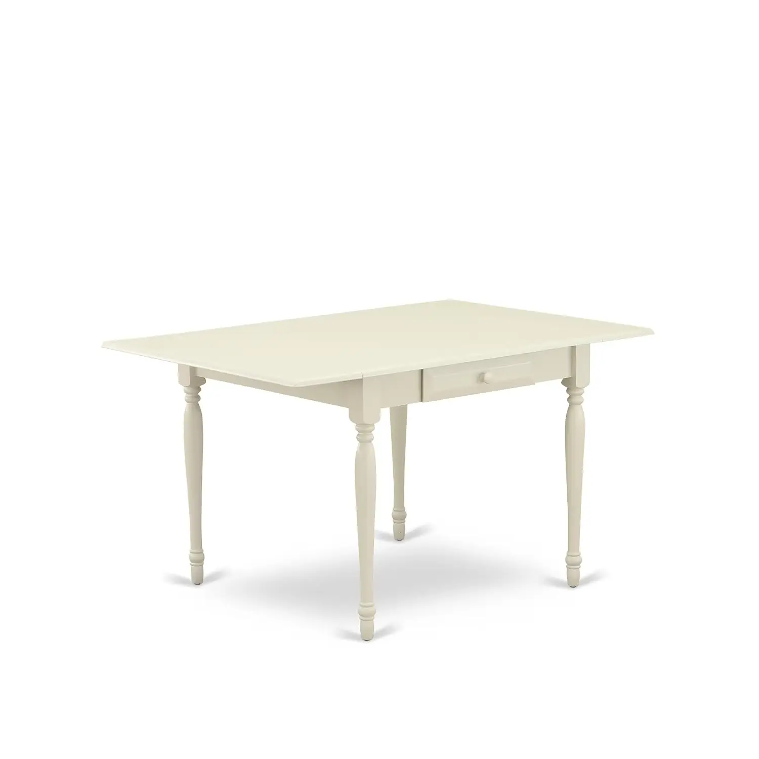 Linen White 5 Piece Dining Set with Dropleaf Rectangle Table & 4 Chairs, 36x54 Inch, Customized