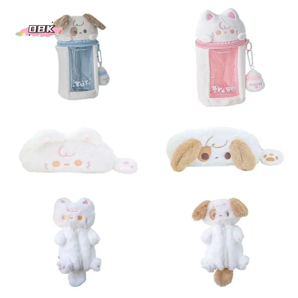 

Large Capacity Plush Pencil Case Soft Cartoon Animal Stationery Storage Pouch Cute Pencil Holder Viewable Window Pen Bag Student