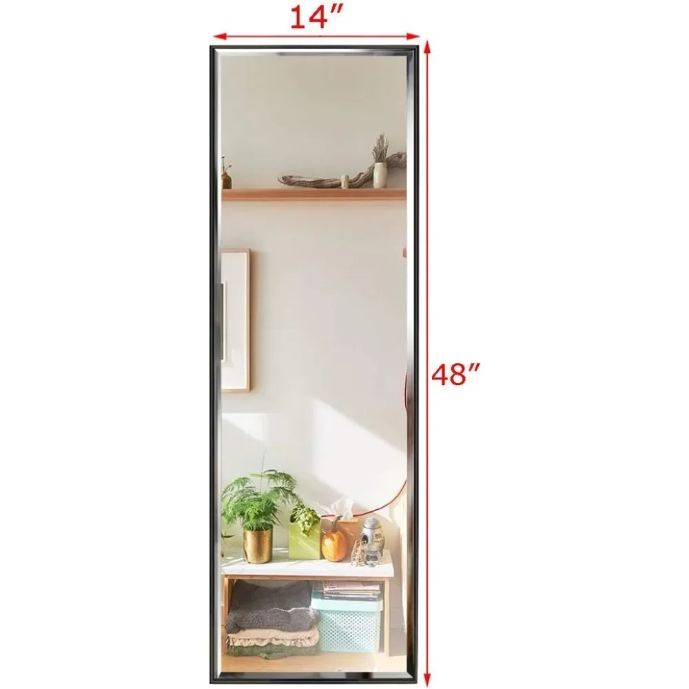 Specchio a figura intera da 14x48 pollici montato a parete, specchio per porta grande con cornice rettangolare per soggiorno bagno camera da letto