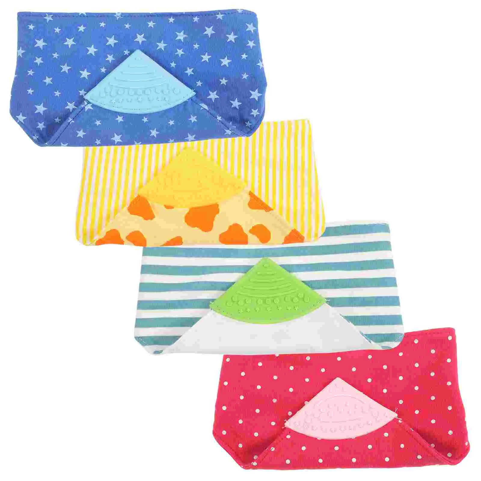 

4 Pcs Teething Bib Cotton Saliva Towel Baby Silicone Teether Bibs Infant Silica Gel