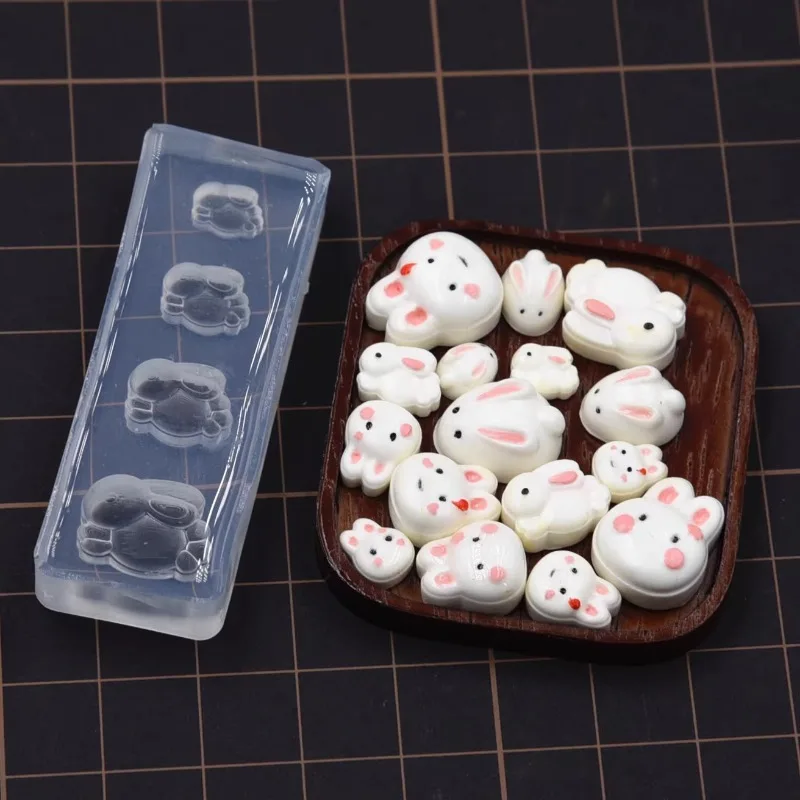 Miniature Cute Bunny Mold Ultra-light Clay Silicone Molds Soft Pottery Handmade Rabbit Uv Glue Mold Polymer Clay Tool
