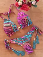 RUOTONGSEPT Sexy Micro Bikinis Set 2024 New Swimsuit Women Feather Print Bandage Swimwear Female Bathing Suit Brazilian Biquinis - Image 3