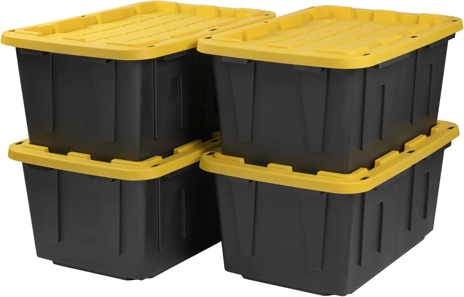 27-Gallon Heavy Duty Tough Storage Container & Snap-Tight Lid, Weather-Resistant Design and Stackable Organization Tote [4 Pack]