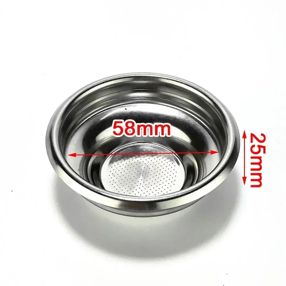 1*filter Basket 58mm Coffee Filter Basket Silver Stainless Steel Machine Espresso Maker Single Dose/Double Doses