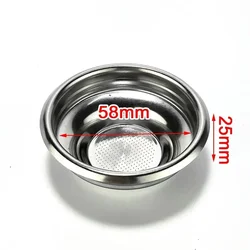 1*filter Basket 58mm Coffee Filter Basket Silver Stainless Steel Machine Espresso Maker Single Dose/Double Doses