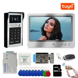 Système de sonnette de porte vidéo Tuya, écran 9 pouces, Wi-Fi, sonnette RFID, caméra HD, téléphone cesUnlock + contrôle électrique, serrure de porte, nouveau