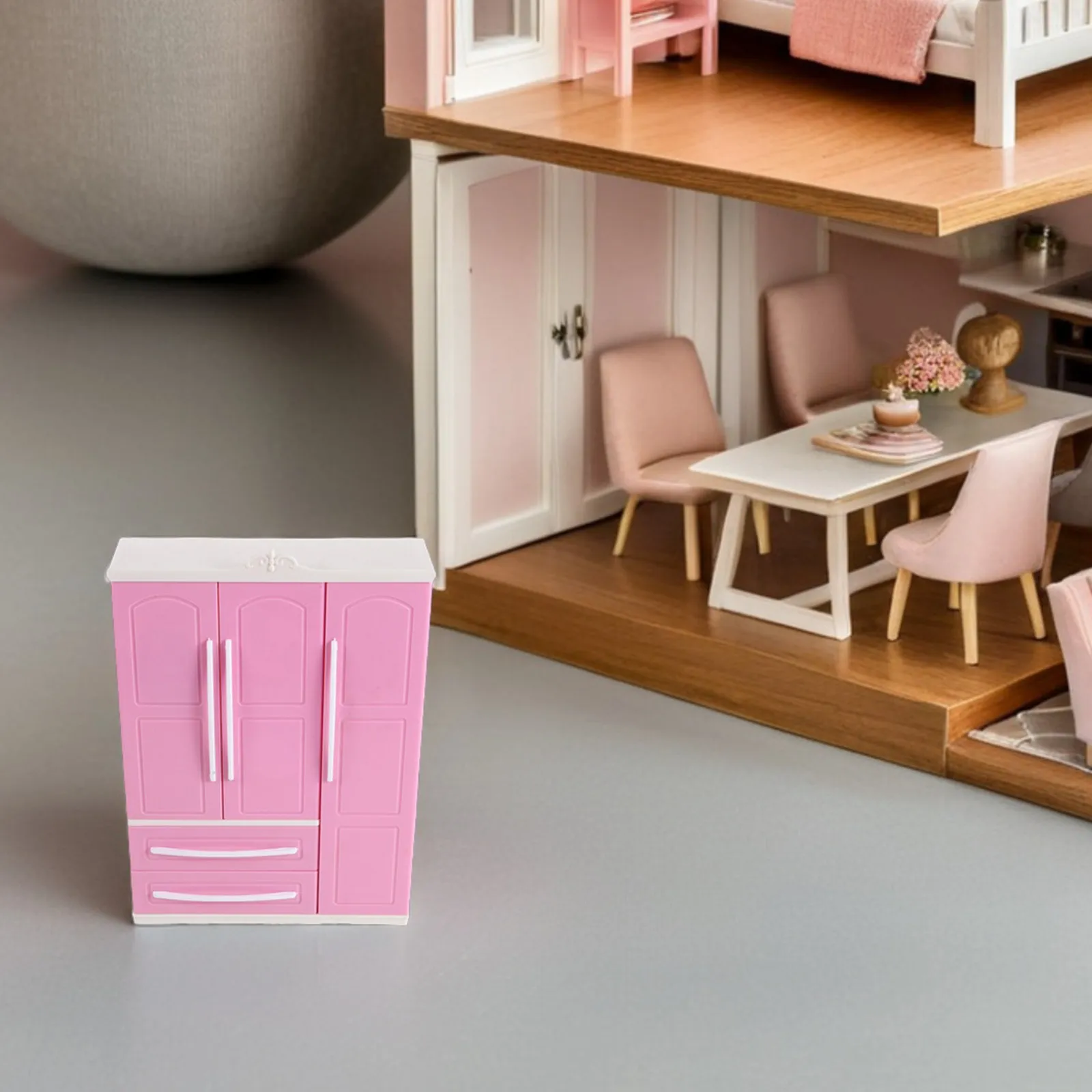 

1Set Miniature Dollhouse Wardrobe Closet for 30Cm Fashion with Hangers Baby Clothing Storage Rack Kids Pretend Play