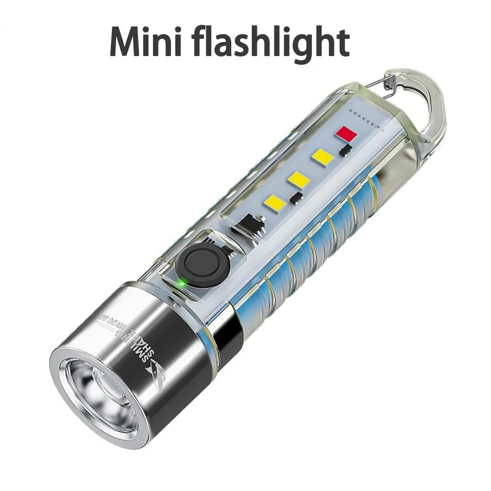 Mini flashlight USB charging hook can carry small flashlight light outdoor emergency light patrol light night and dark available