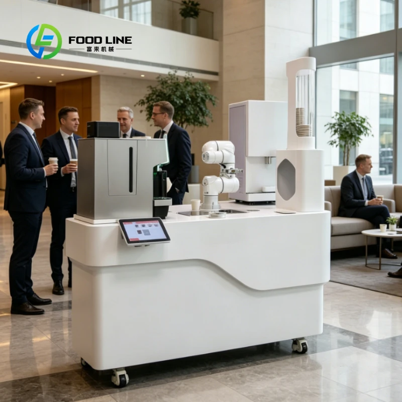 Customized  Automatic Fresh Grind Espresso Latte Machine High-End Venue White Compact Robotic Coffee Workstation