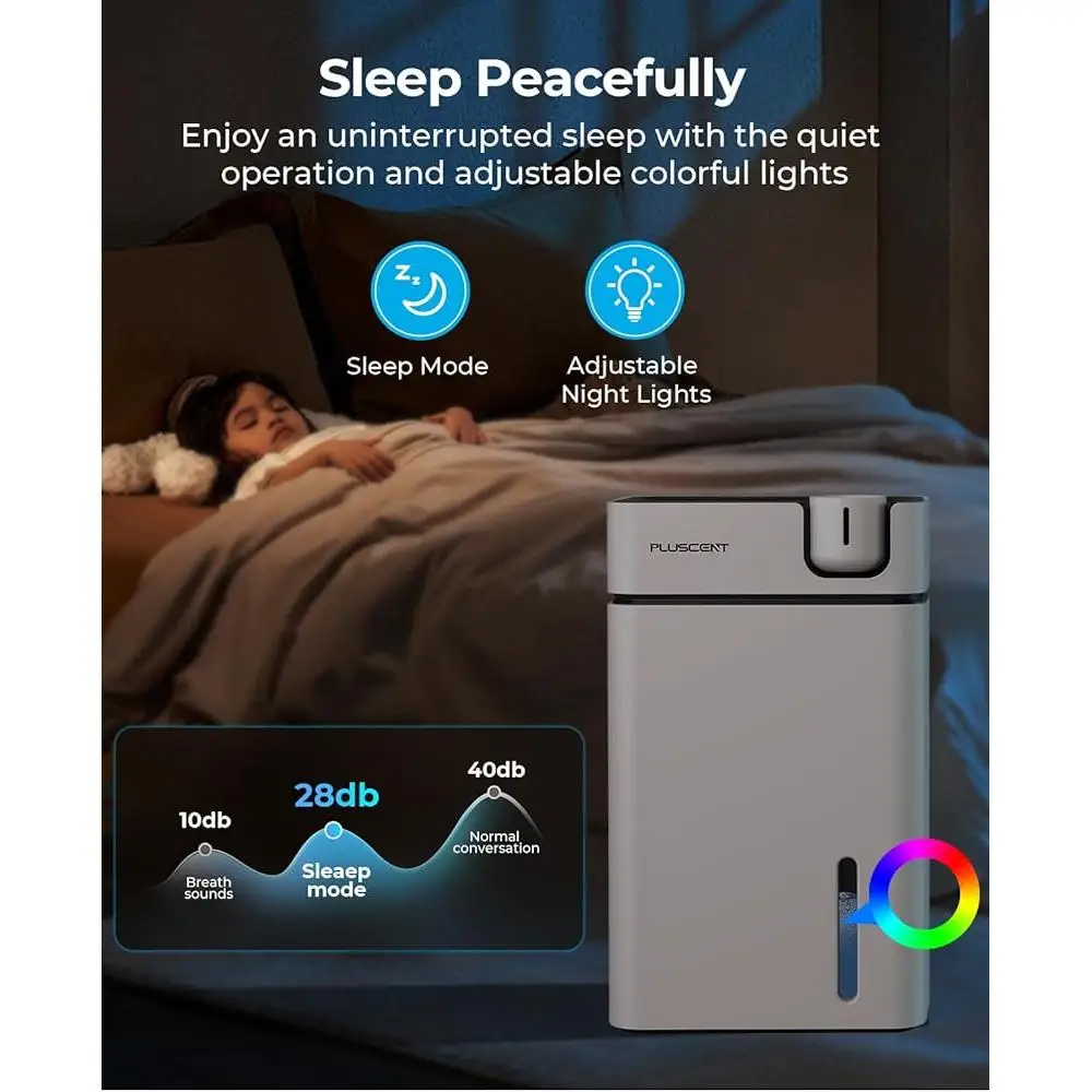เครื่องลดความชื้นแบบพกพาบ้าน 1000 ตร.ฟุต 88 ออนซ์ถังท่อระบายน้ําการทํางานที่เงียบสงบโหมดสลีปปิดอัตโนมัติ LED Night Light