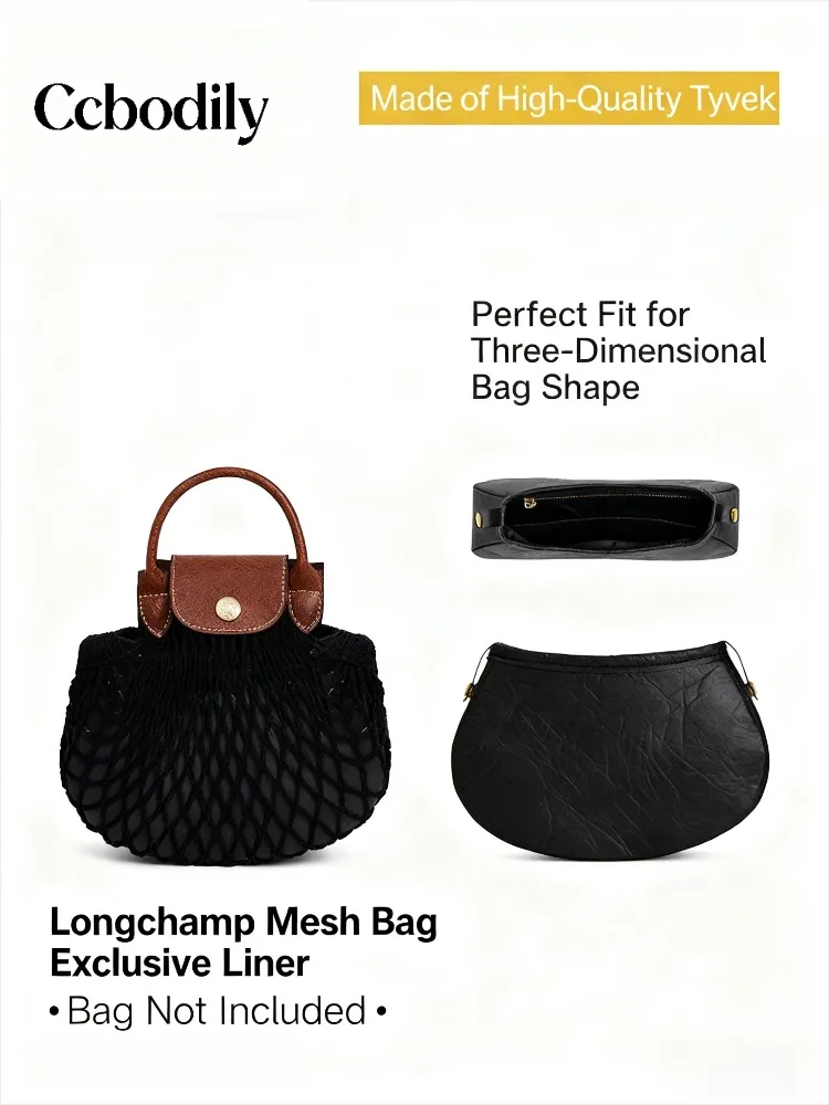 Organizer Tas Tyvek untuk Longchamp Le Pliage, Organizer Tas Tahan Air dengan Banyak Kompartemen, Pembentuk Tas Jaring, Aksesoris