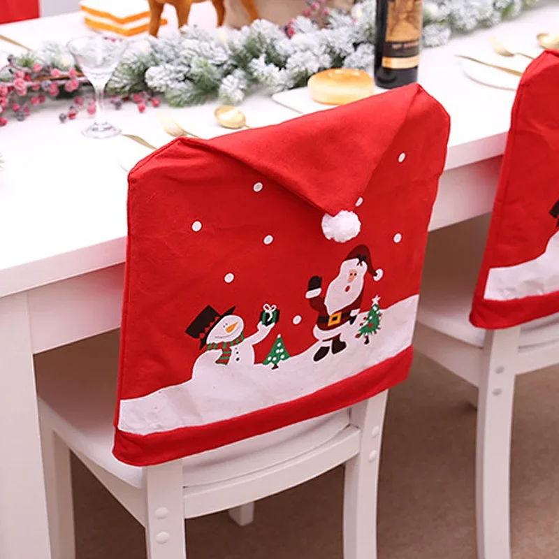 

Christmas Snowman Hat Chair Back Cover Xmas Decoration Home Handmade DIY (1pcs/pack) 60cm*49cm Red