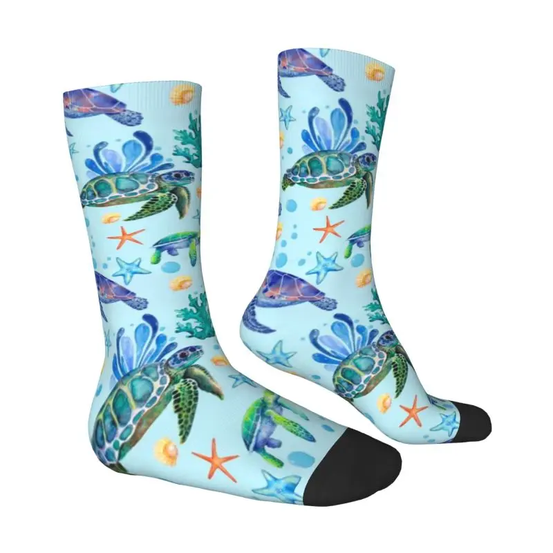 Harajuku Sea Turtles Socks Men Women Warm 3D Printing Sea Animal Sports Basketball Socks