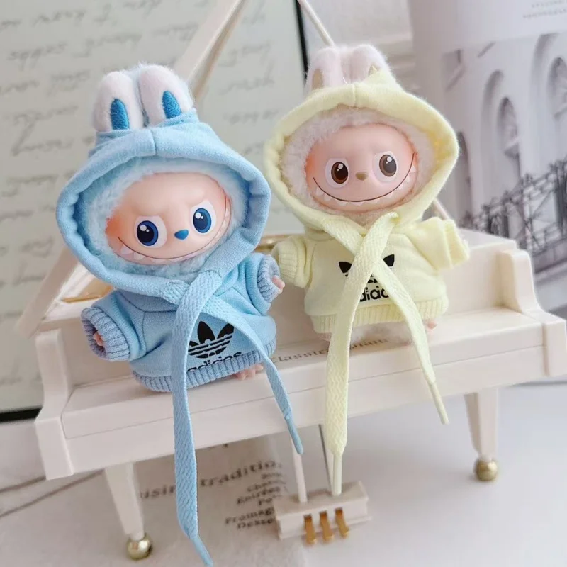 미니 4.0 라부부 인형 귀여운 작은 옷 다채로운 후드티 바지 신발 풀오버 겨울 패션 인형집 선물 액세서리