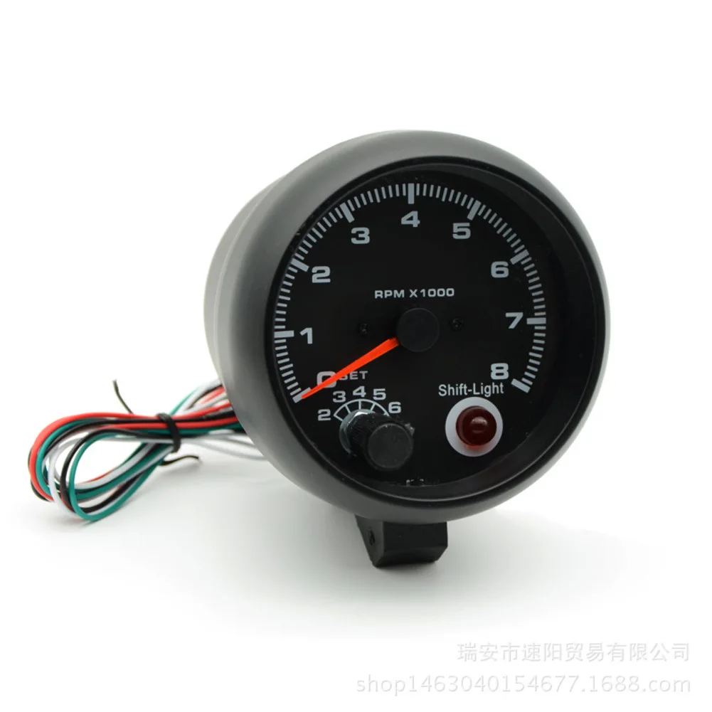 12V Car Engine Tachometer Speed Meter with Shift Lamp and Wiring for 4 6 8 Cylinder Vehicles Suitable for Dashboard Mount