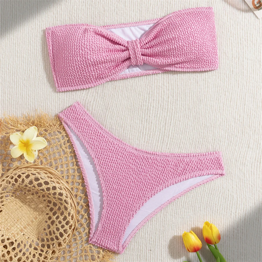 مثير العصابة بيكيني حمالة ملابس السباحة الصلبة Y2K عطلة ملابس السباحة التضليع البيكينيات ثونغ المرأة الشاطئ الزي ثوب السباحة Biquini #2