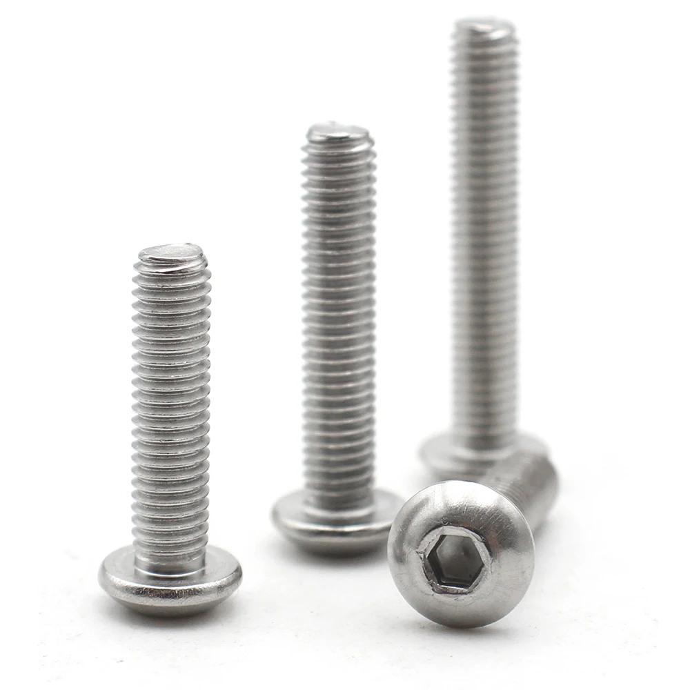 M2 M3 M4 M5 M6 M8 M10 M12 DIN7380 304 Stainless Steel Hex Hexagon Socket Pan Round Head Screw Mushroom Button Head Allen Bolts