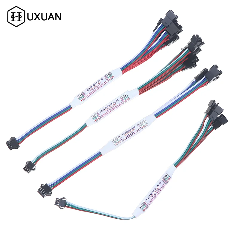 

Усилитель-повторитель TTL-сигнала 1-в-4/8 DC5-24V для адресных светодиодных лент WS2811 WS2812B SK6812 3/4-контактных RGBIC
