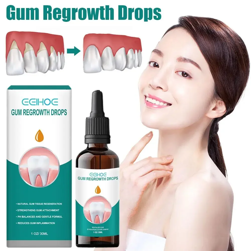 Gotas de rebrota da gengiva periodontal, Gotas bucais, Sangramento Tratamento Limpo, Dor Má Respiração, Cuidado Oral, Antibactérias, 30ml