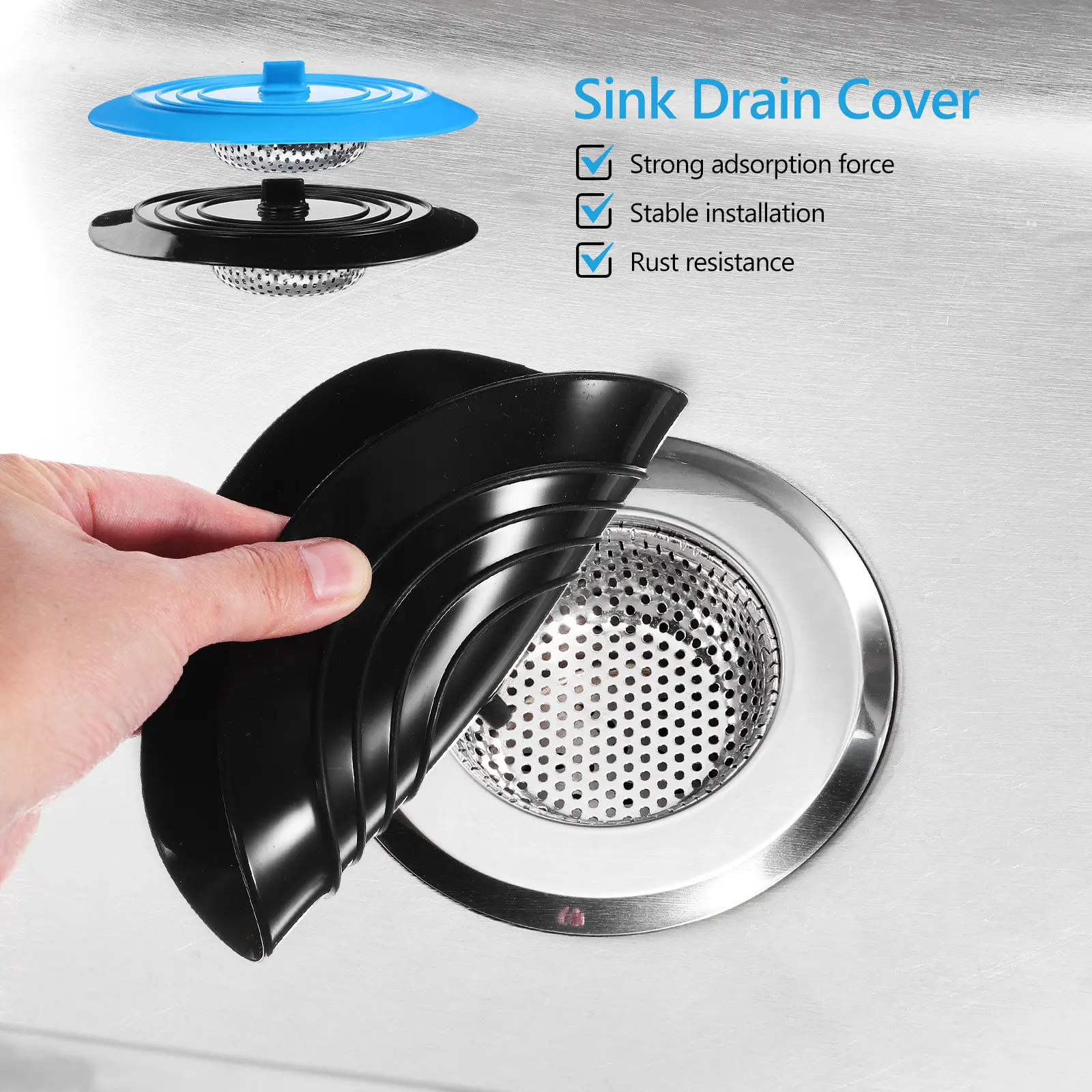 

4 pcs Bathtub Drain Strainers Silicone Stoppers Stainless Steel Filter Baskets For Bathroom Kitchen Rv Laundry Sinks Hair