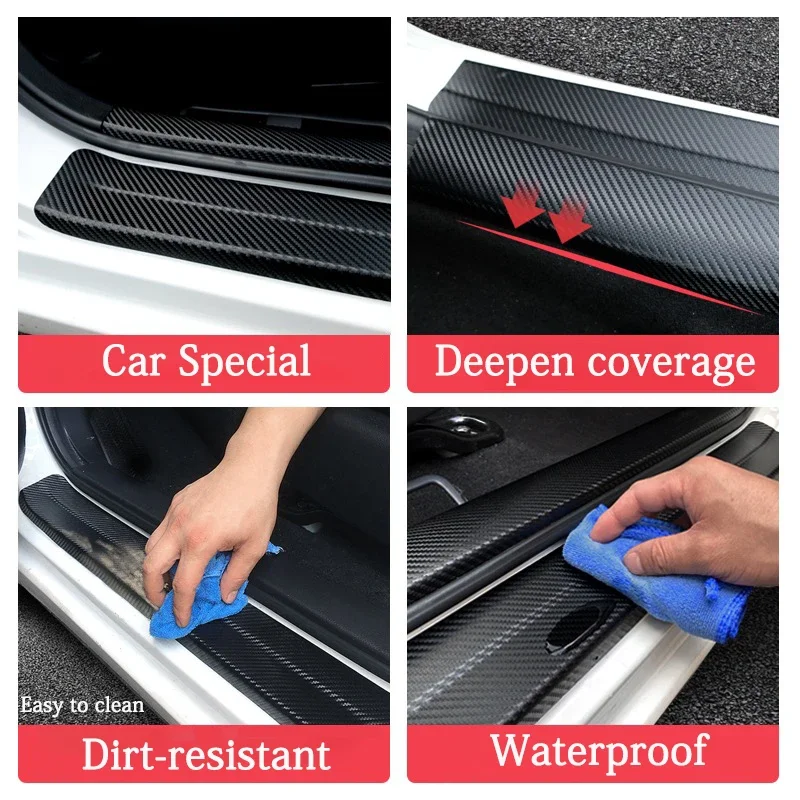Car Trunk Door Threshold Decals for Audi A4 Carbon Fiber Rear Sill Anti Scratch Stickers Protective Film Strip Decoration