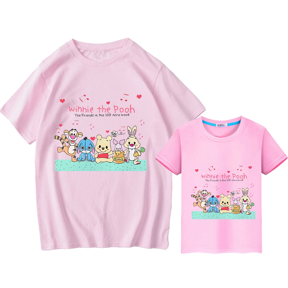 

Pooh Bear Print t shirt for kids boy 10years girls Tees y2k Men women Tops mom daughter matching clothes family matching outfits